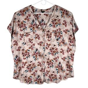 Torrid Floral Button Up Top Shirt 5 Wine Stretch 28